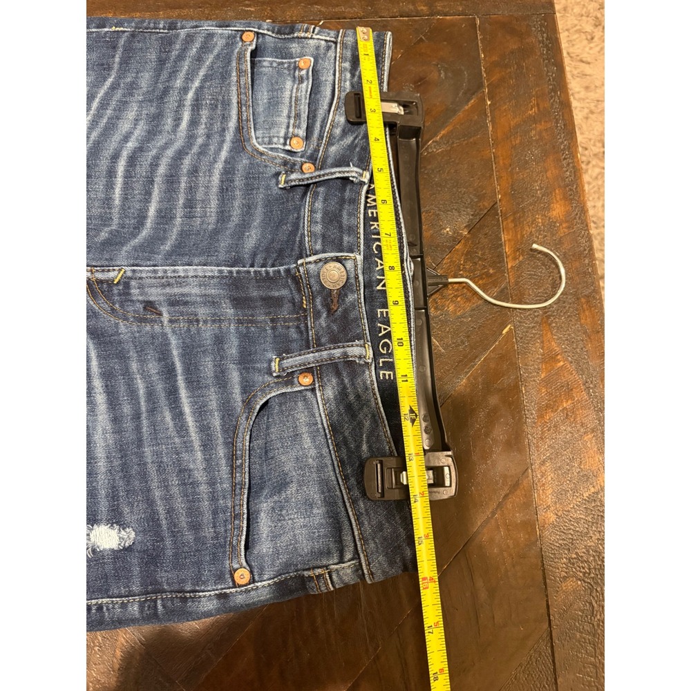 American Eagle Airflex+ Temp Tech Slim Jeans Dark Wash Distressed Mens 31x29 - Picture 6 of 10